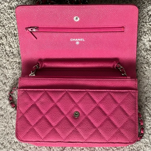 Chanel Iridescent Caviar Quilted Wallet on Chain WOC Pink - Picture 5 of 8